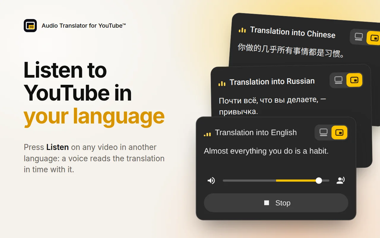Audio Translator for YouTube™ screenshot